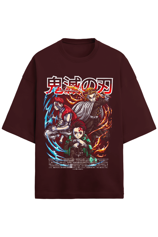 Nezuko’s Wrat- Demon Slayers Series Maroon Oversized terry tees