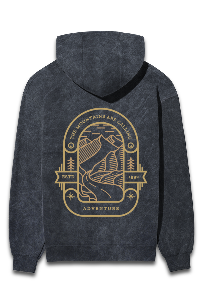 The Call of Mountains- Dark Blue Washed Hoodie