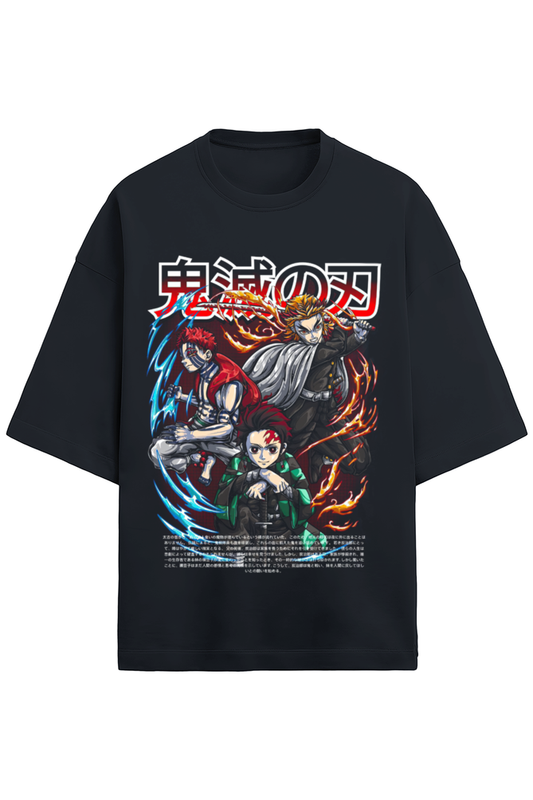 Nezuko’s Wrat- Demon Slayers Series Dark Blue Oversized terry tees