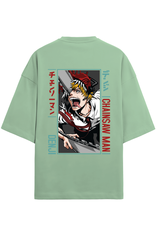 Devil Hunter Vibe- Dark light Green Terry Oversized Tees